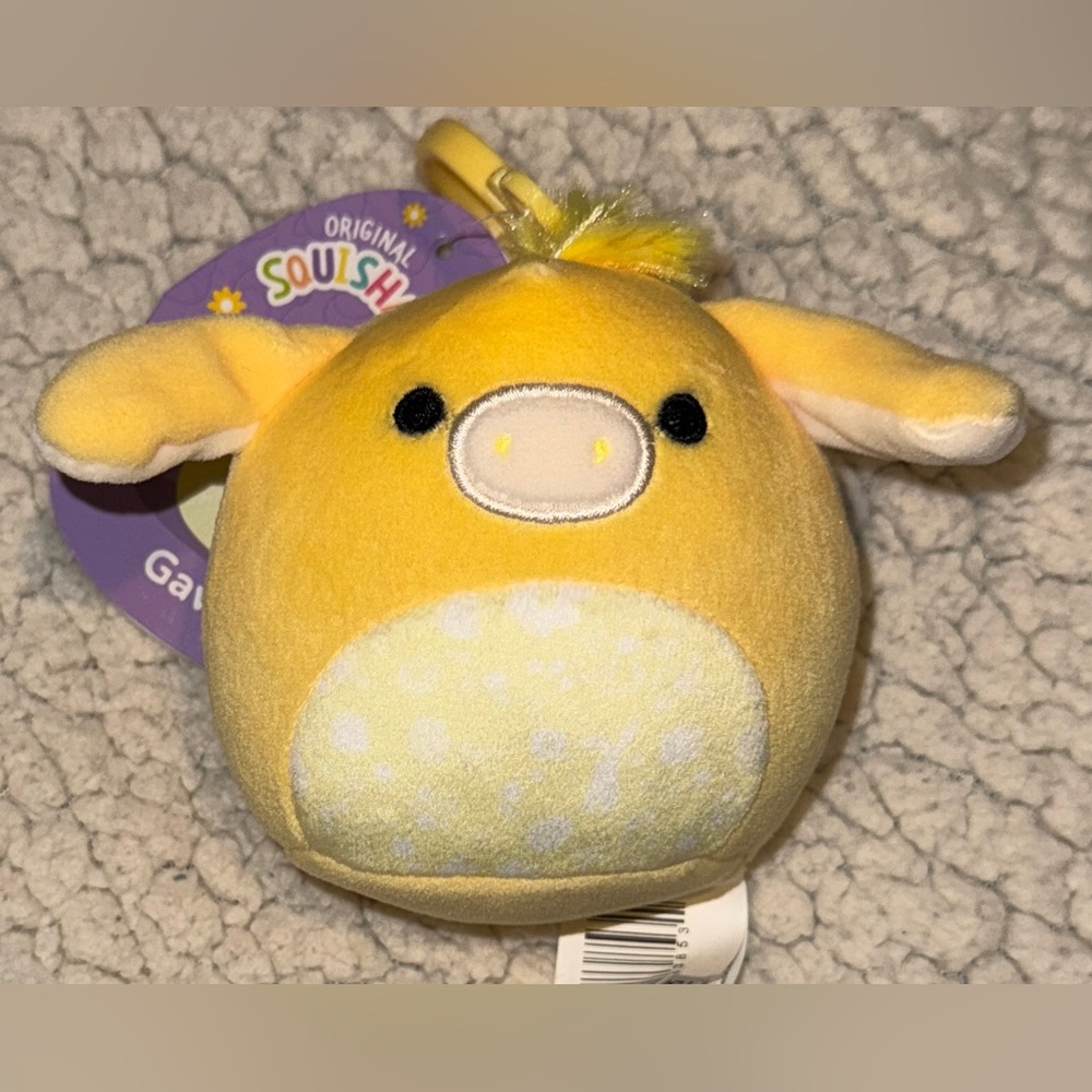 Mini Squishmallow Gavyn Donkey Plush Toy Backpack Clip Yellow Easter Gift NEW